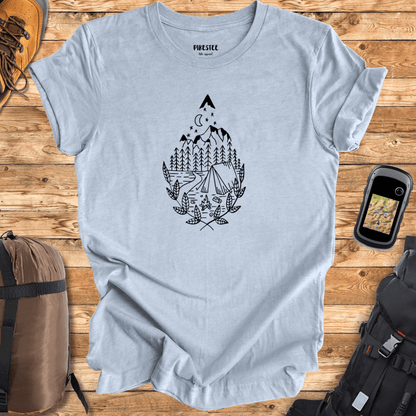 "Water Drop Camp Site" graphic T-shirt