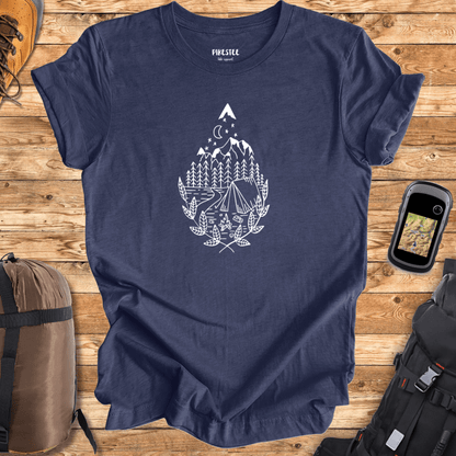 "Water Drop Camp Site" graphic T-shirt