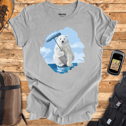 "Polar Bear Umbrella" graphic T-shirt