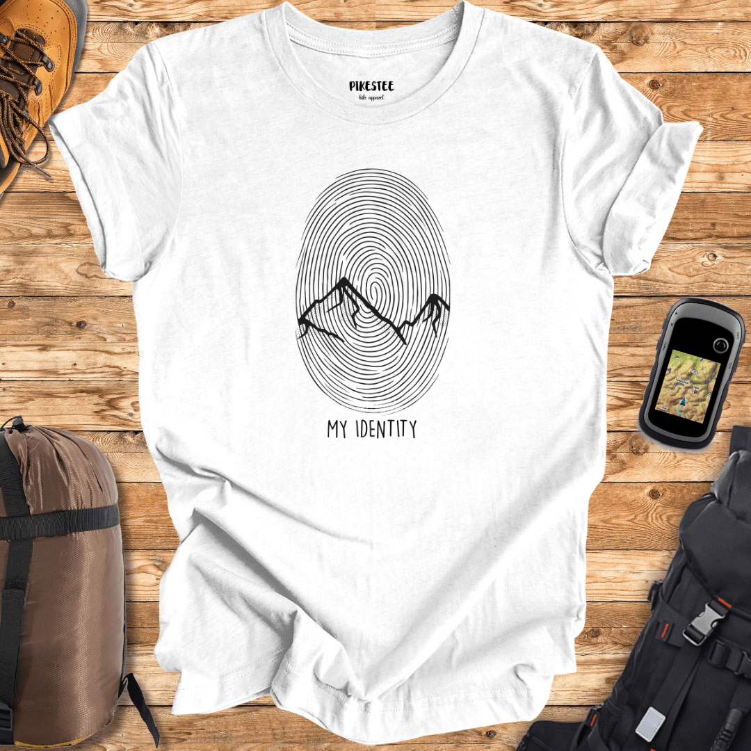 "My identity, Mountain Finger Print" graphic T-shirt