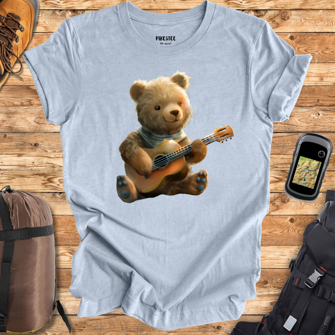 "Little Bear Playing Guitar" graphic T-shirt