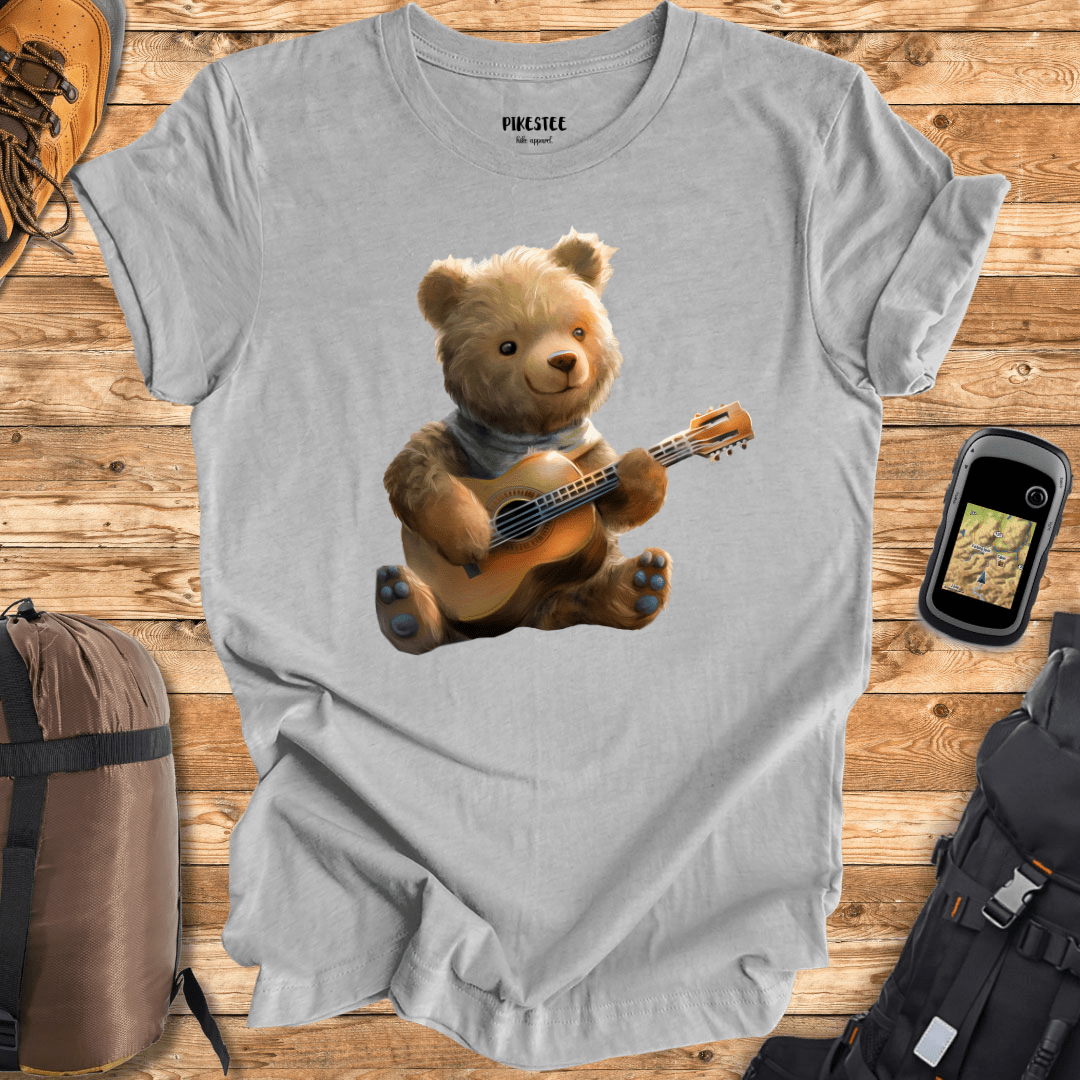 "Little Bear Playing Guitar" graphic T-shirt