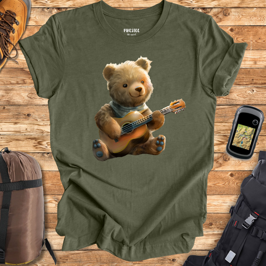 "Little Bear Playing Guitar" graphic T-shirt