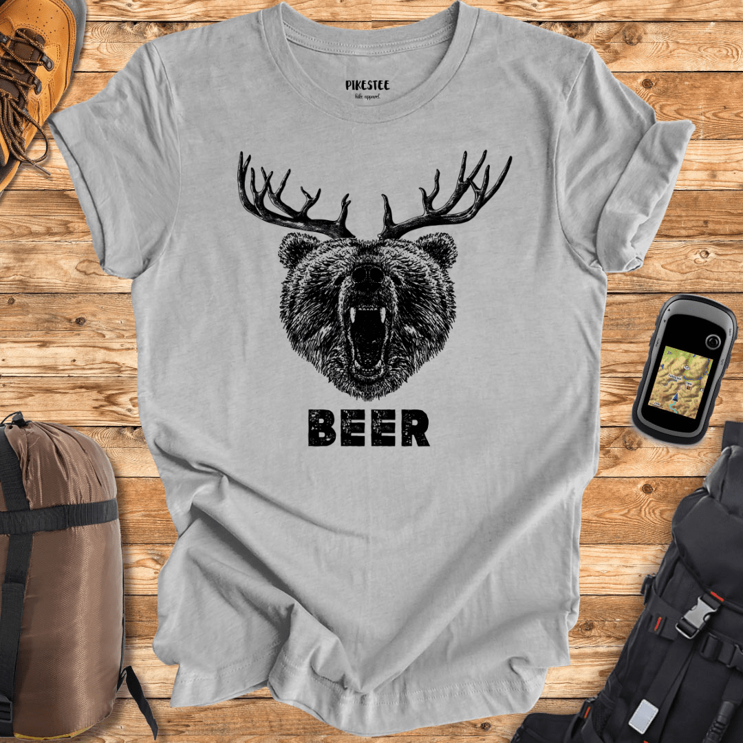 "Beer, bear and deer" graphic T-shirt