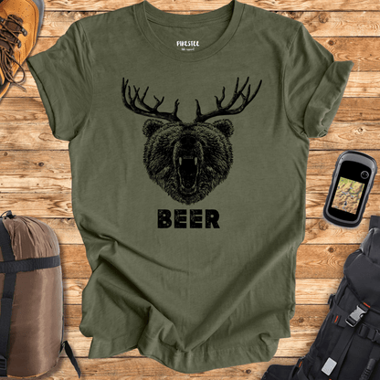 "Beer, bear and deer" graphic T-shirt