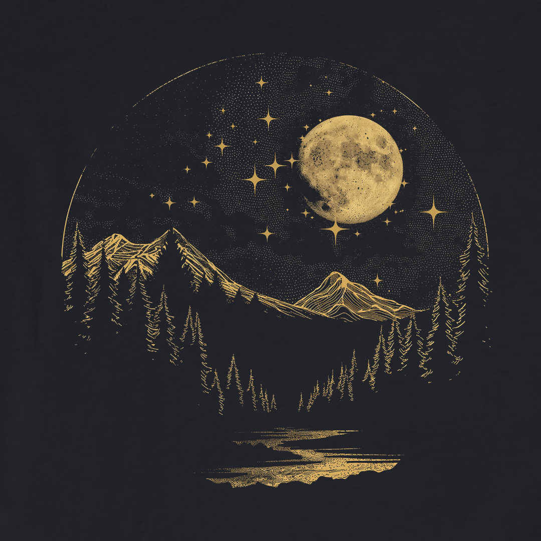 " Black and gold mountain Landscape " graphic T-shirt