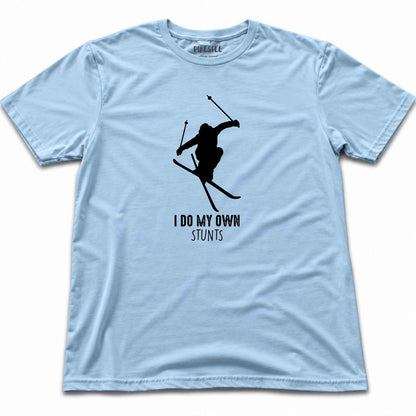 I Do My Own Stunts Ski T-shirt - Light Blue