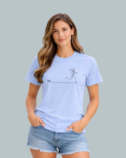 Line Art Running Girl T-shirt
