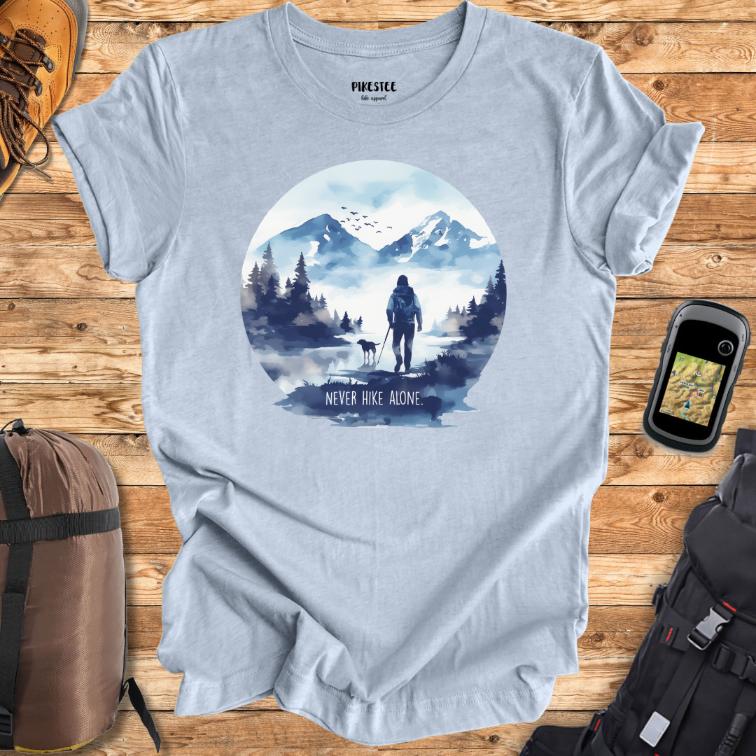 "Never Hike Alone" graphic T-shirt