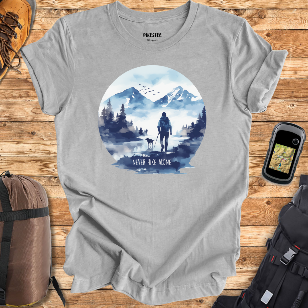 "Never Hike Alone" graphic T-shirt