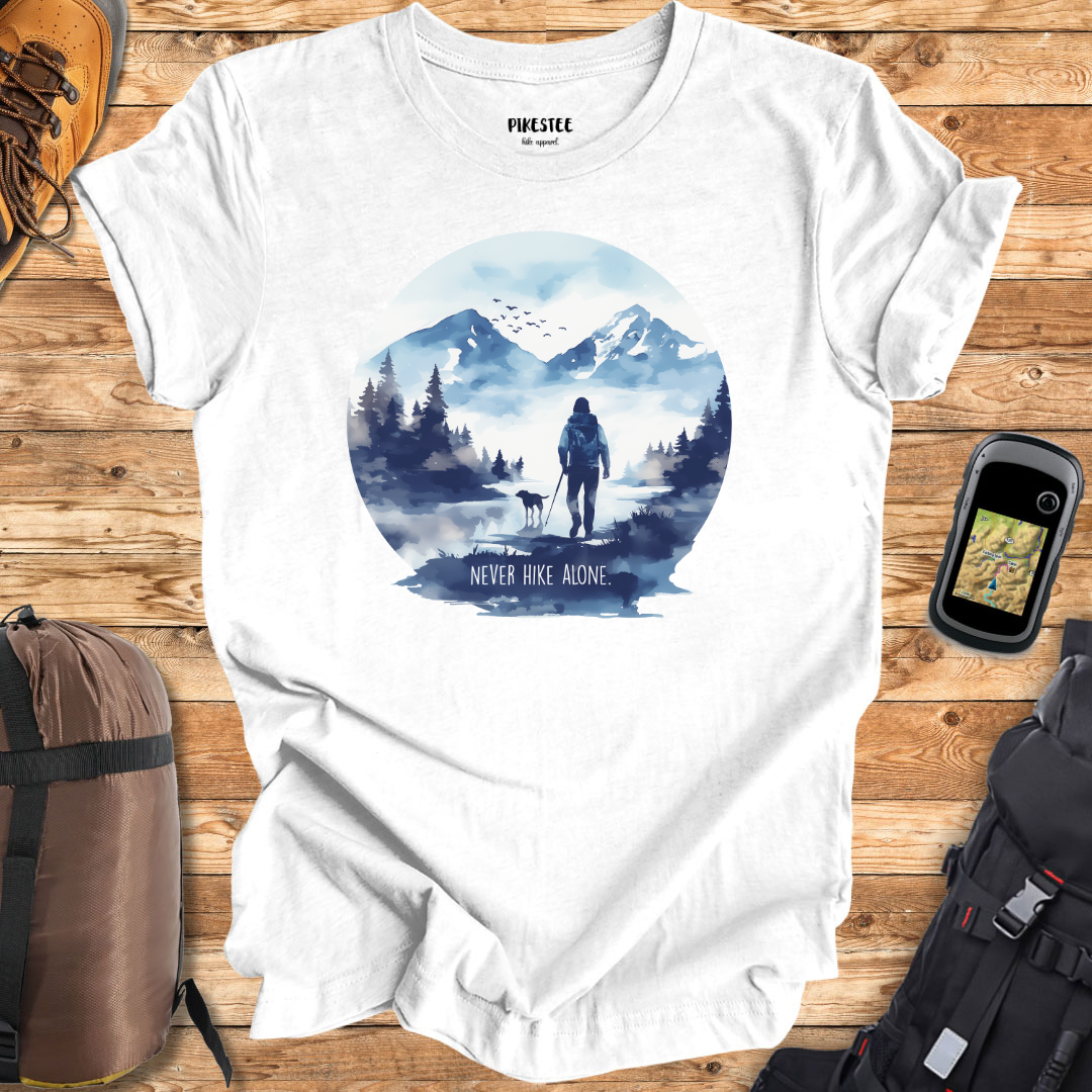 "Never Hike Alone" graphic T-shirt