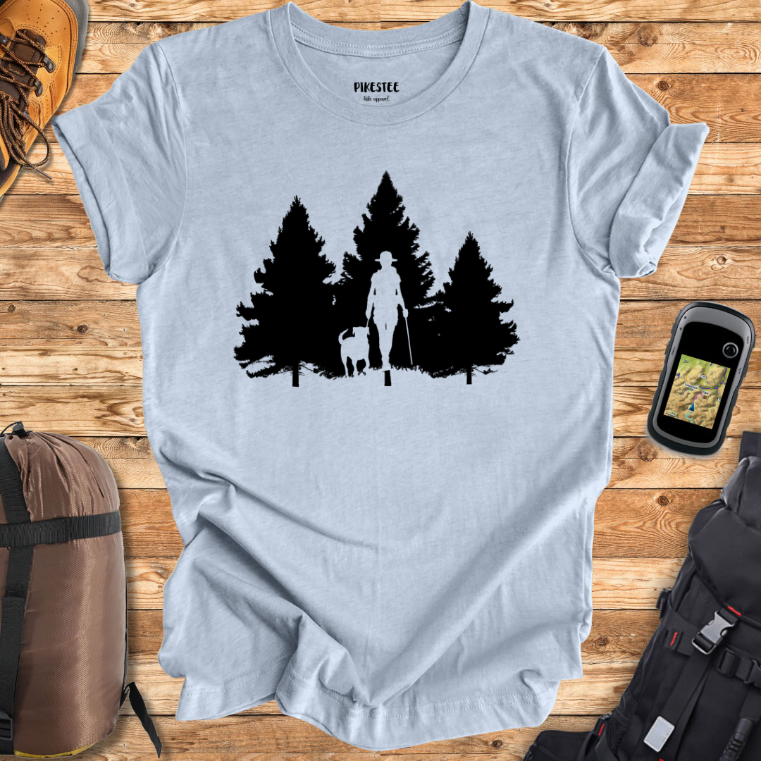 "Never Hike Alone Silhouette" graphic T-shirt