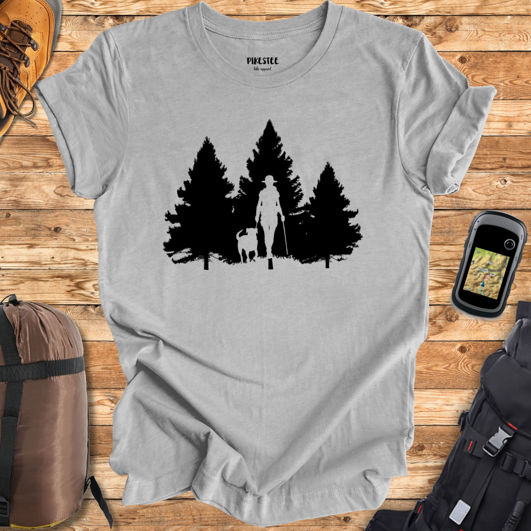 "Never Hike Alone Silhouette" graphic T-shirt