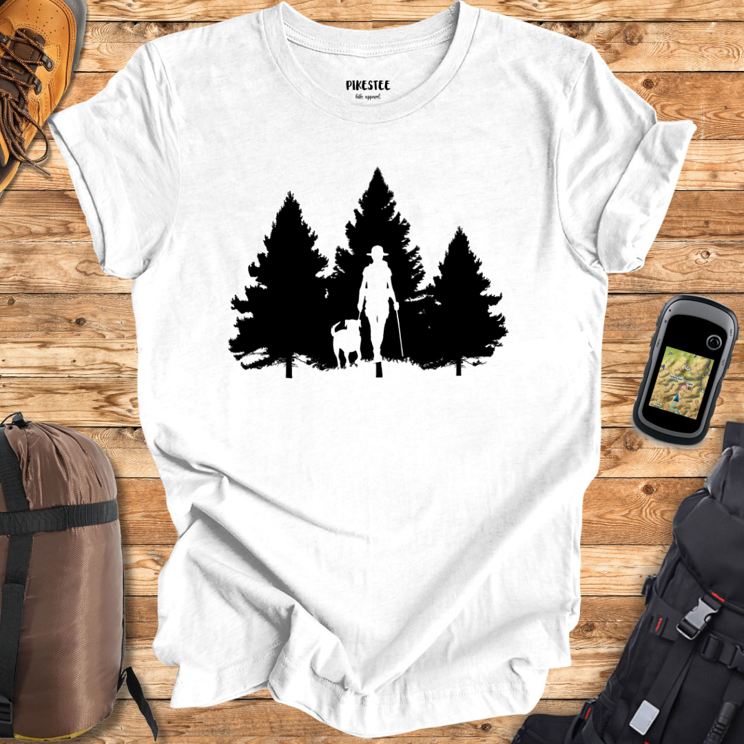 "Never Hike Alone Silhouette" graphic T-shirt