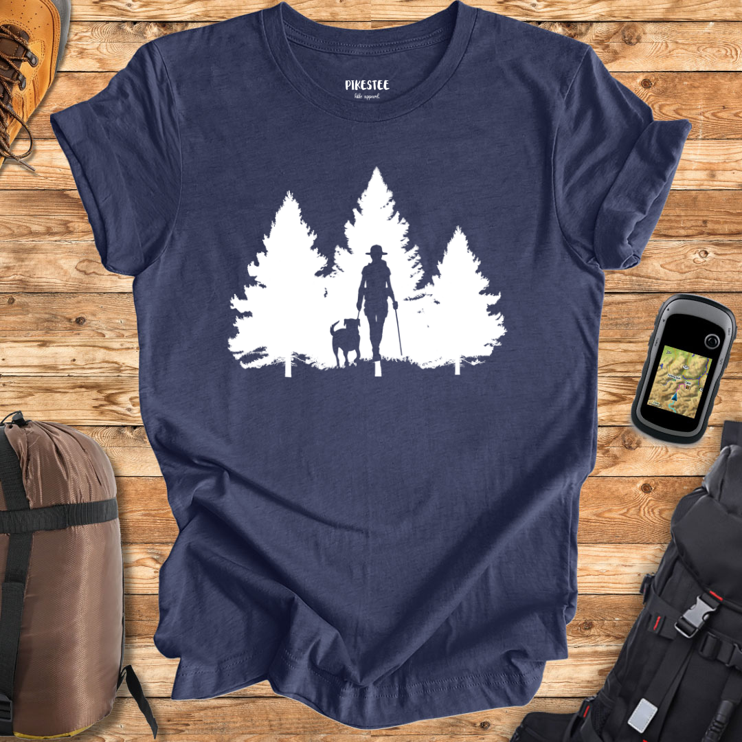 "Never Hike Alone Silhouette" graphic T-shirt