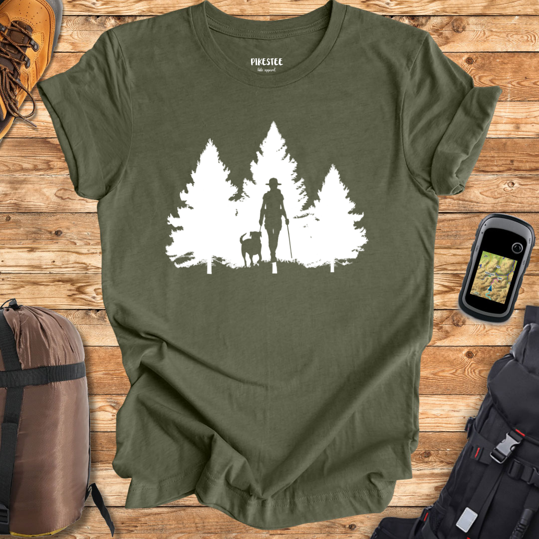 "Never Hike Alone Silhouette" graphic T-shirt