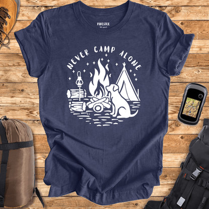 "Never Camp Alone Silhouette" graphic T-shirt