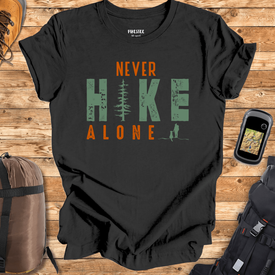 "Never Hike Alone Wander" graphic T-shirt