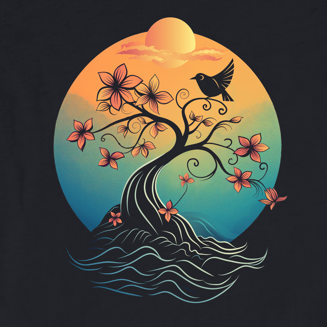 "Bird On a Tree Landscape" graphic T-shirt