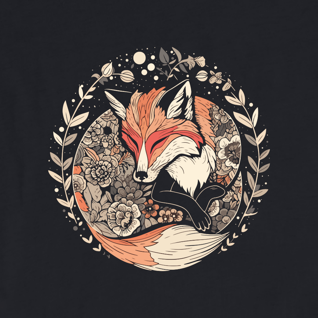 "Sleeping Fox Mandala" graphic T-shirt