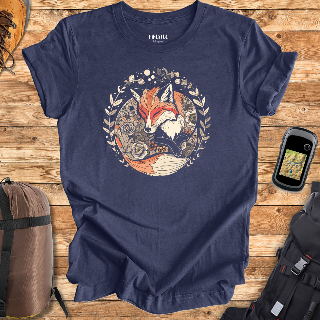 "Sleeping Fox Mandala" graphic T-shirt