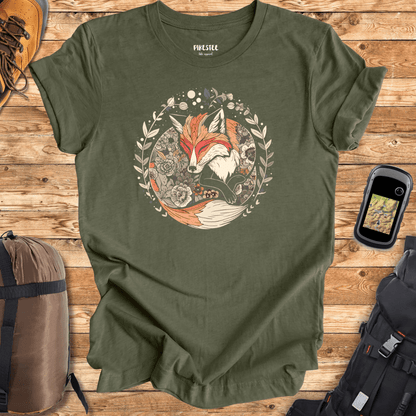 "Sleeping Fox Mandala" graphic T-shirt