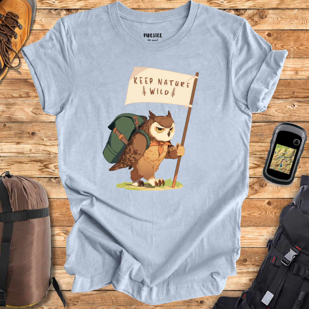 "Keep Nature Wild, Eagle Owl's Flag" graphic T-shirt