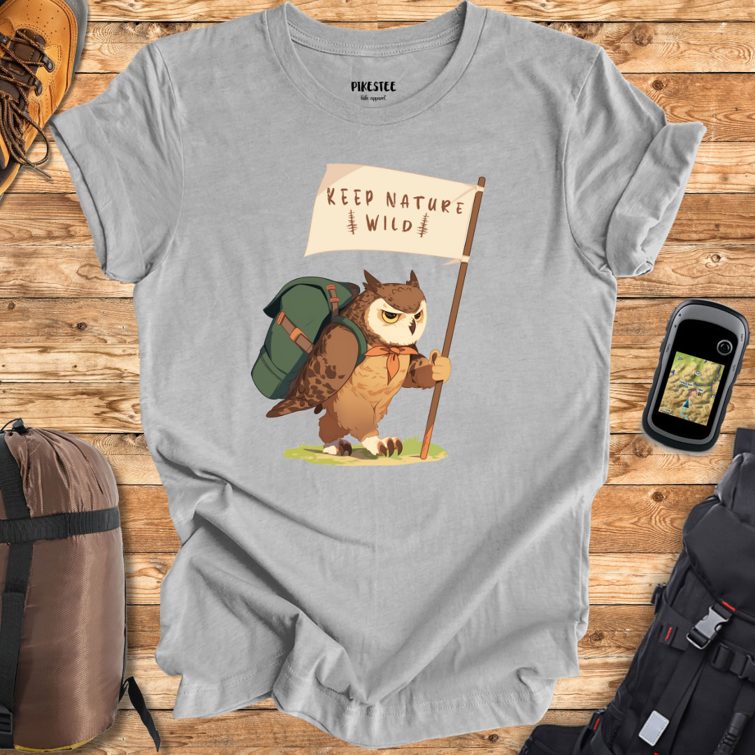 "Keep Nature Wild, Eagle Owl's Flag" graphic T-shirt