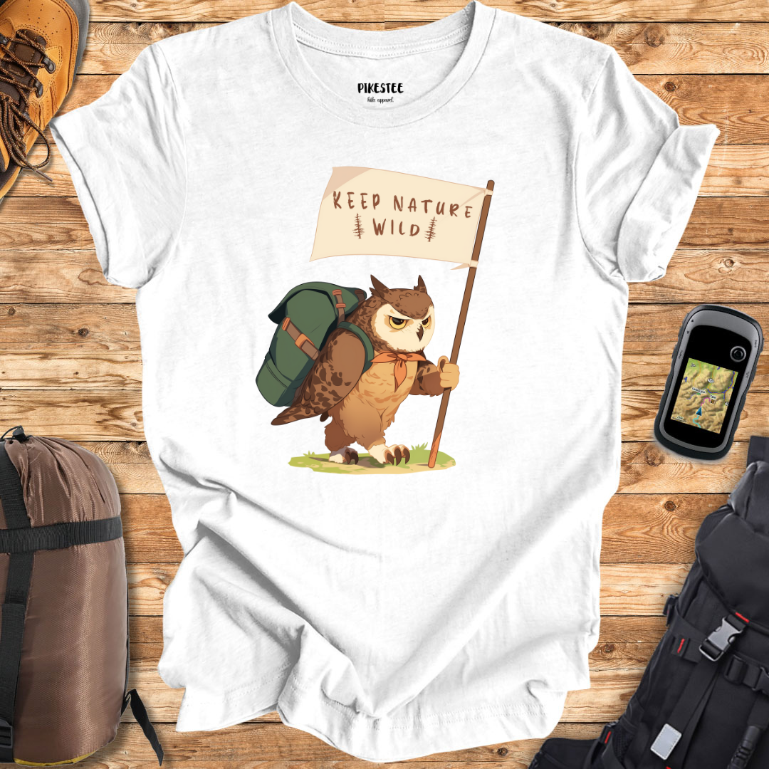 "Keep Nature Wild, Eagle Owl's Flag" graphic T-shirt