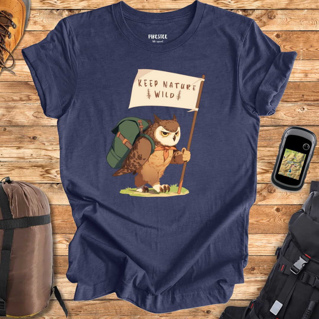 "Keep Nature Wild, Eagle Owl's Flag" graphic T-shirt