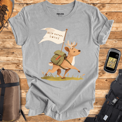 "Keep Nature Wild, Deer's Flag" graphic T-shirt