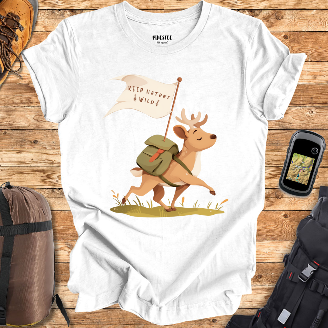 "Keep Nature Wild, Deer's Flag" graphic T-shirt