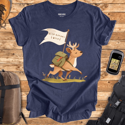 "Keep Nature Wild, Deer's Flag" graphic T-shirt