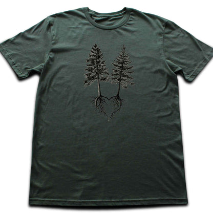 Pine Trees Roots Heart T-shirt