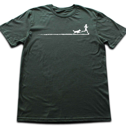 Running Girl and Dog Path  T-shirt