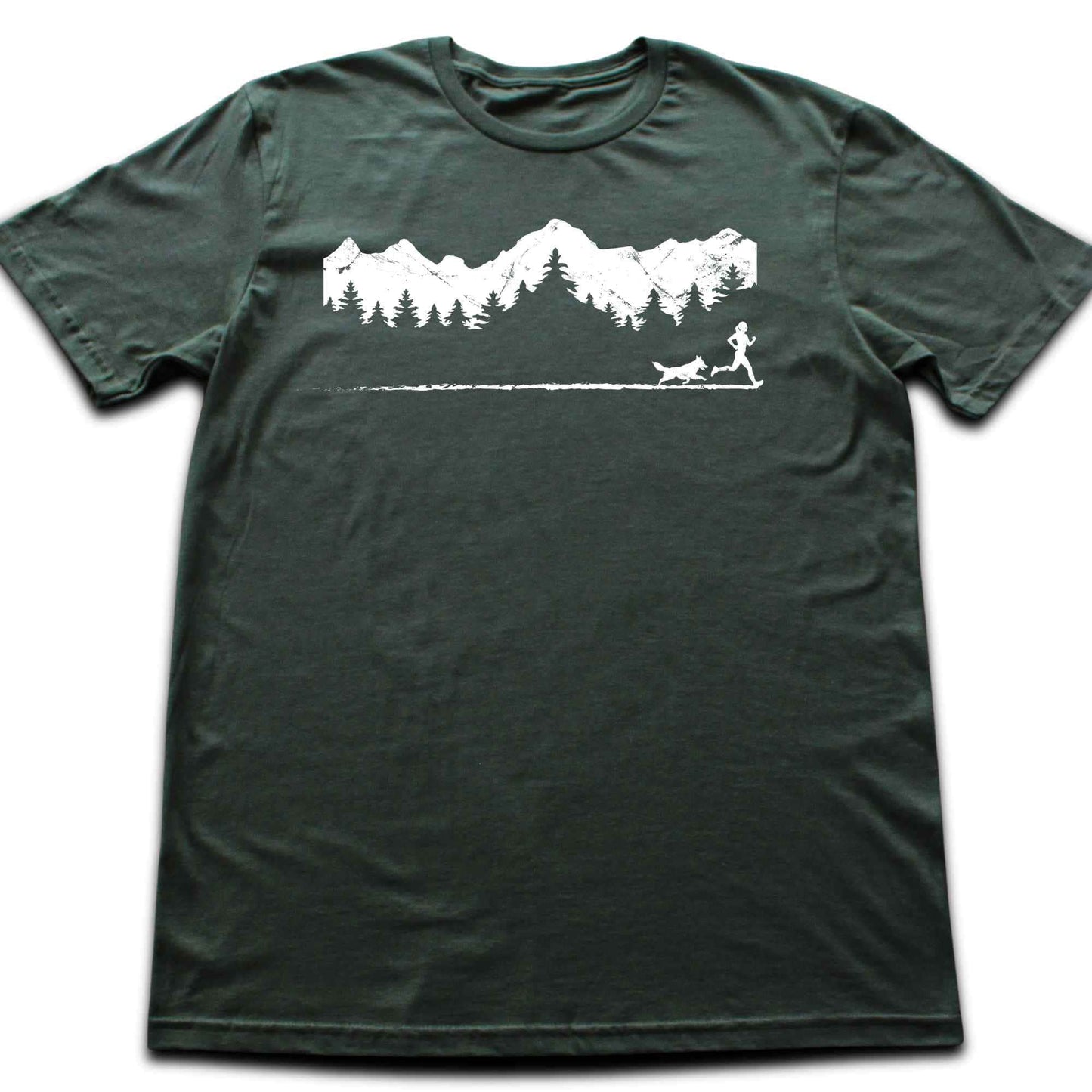 Running Girl and Dog Panorama T-shirt