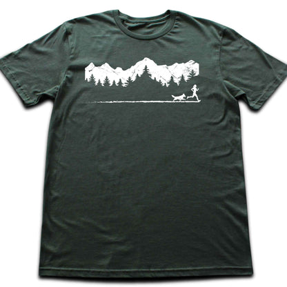 Running Girl and Dog Panorama T-shirt