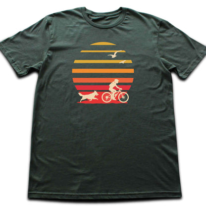 Biking Girl And Dog Colors T-shirt
