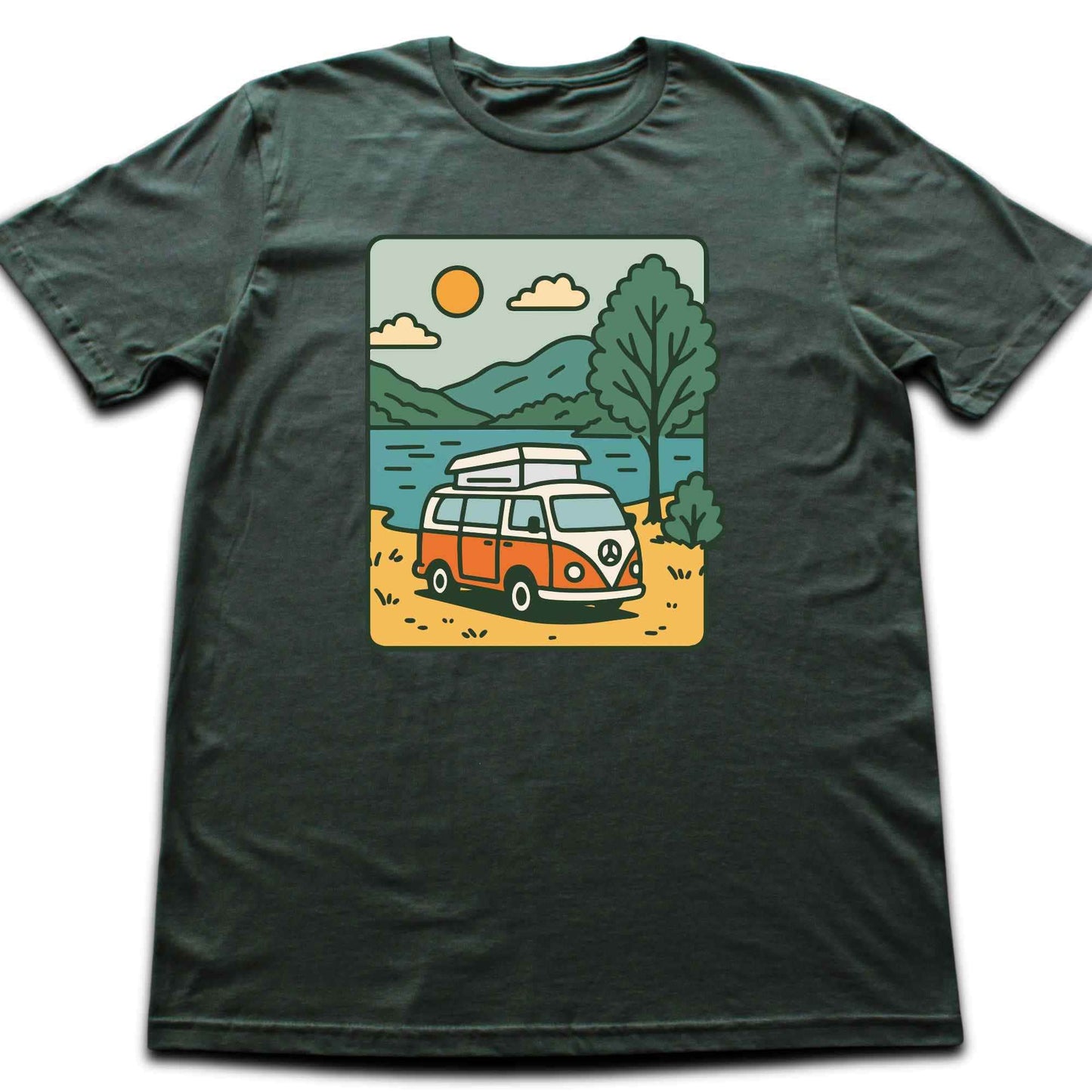 Cartoon Old Van Lake T-shirt
