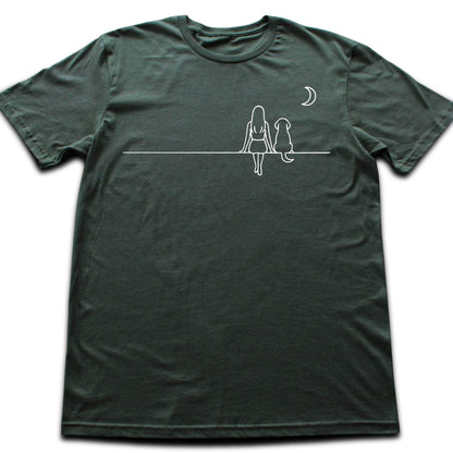 Girl And Dog Moon T-shirt