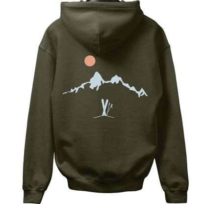 Ski Mountain Landscape Back-Print Hoodie