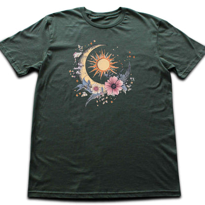 Floral Moon and Sun T-shirt