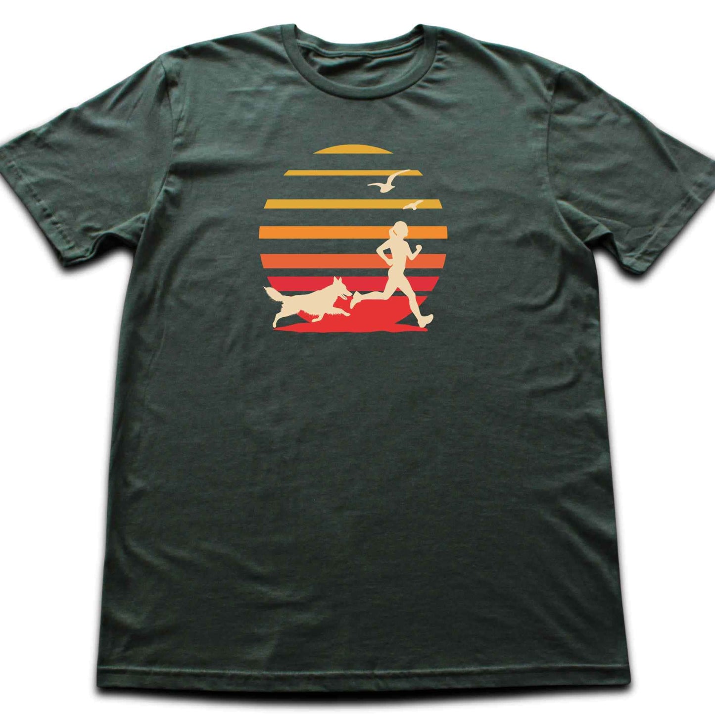 Running Girl and Dog  T-shirt