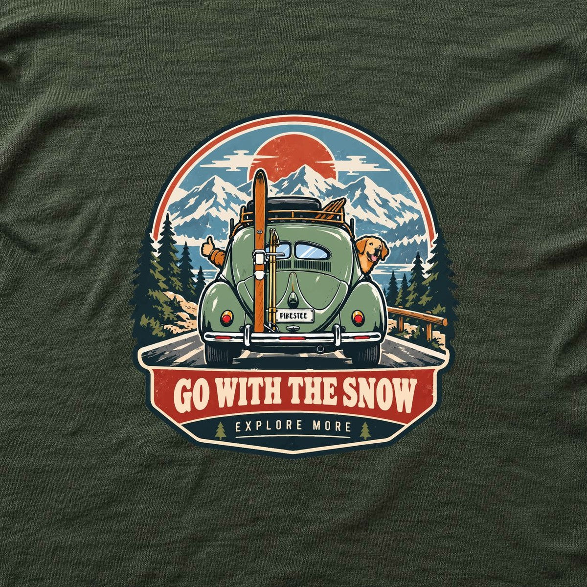 Gowith The Snow Car T-shirt - Military Green - hero