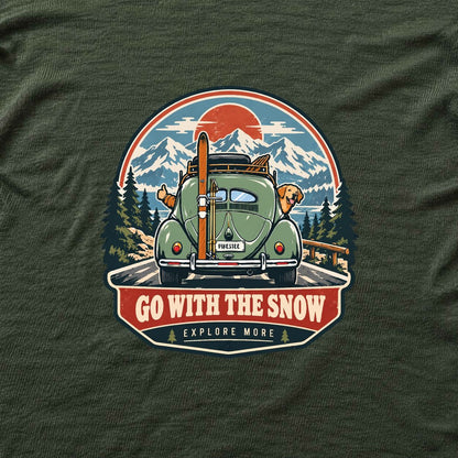 Gowith The Snow Car T-shirt - Military Green - hero