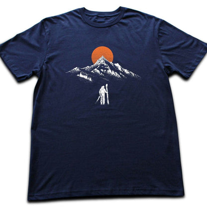 Walking Skier Mountain T-shirt - Navy