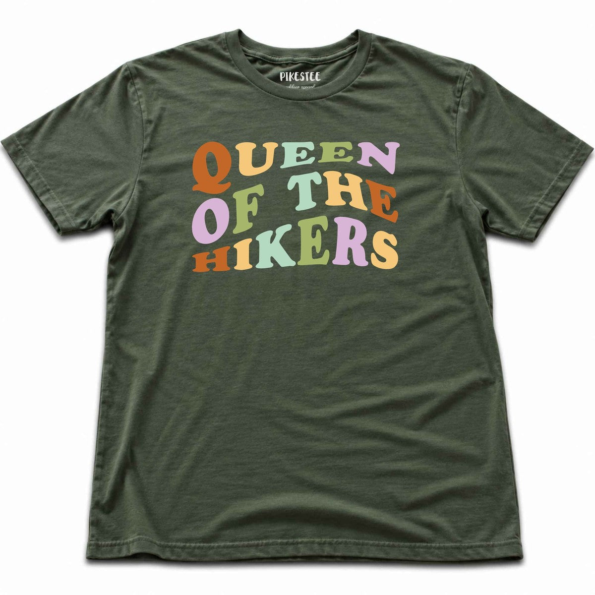 "Queen Of The Hikers" graphic T-shirt - Military Green
