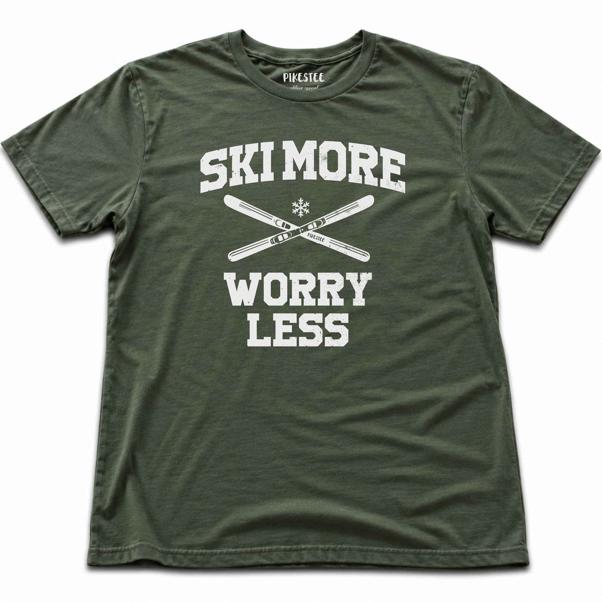Ski More Worry Less T-shirt - Military Green
