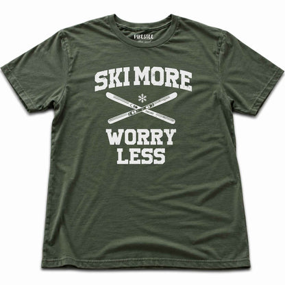 Ski More Worry Less T-shirt - Military Green