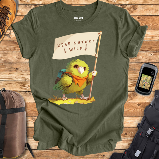 "Keep Nature Wild, White Kakapo's Flag" graphic T-shirt